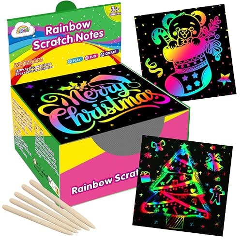 ZMLM 165 Rainbow Scratch Paper Art Crafts Mini Notes Stocking Stuffers for Kids Gifts 4 5 6 7 8 9 10 Years Old Girls Boys Students Teens Classroom Prizes School Supplies Birthday Party Toy Activity - Image 1