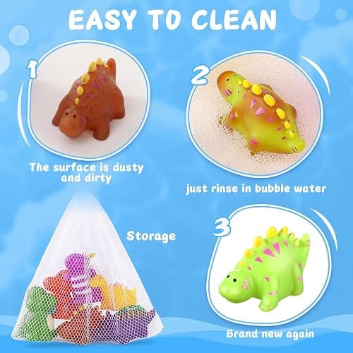 Color Changing No Hole Toddler Bath Toys Kids Ages 1-3 4-8 Dinosaur Toys | Dinosaur Bath Toys for Water Table Toddlers 2-4, Dinosaur Toys Water Pool Toys for Bathtub Beach with Drying Bag thumbnail 5