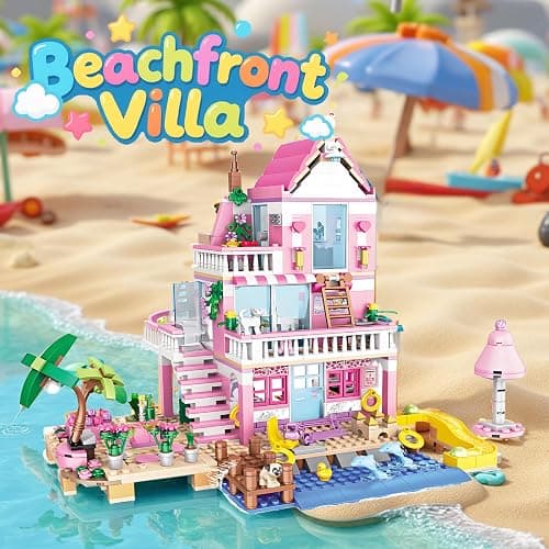 CSNRHG Pink Seaside Beach Villa Friends Building Set Friends Construction Educational Toy 822 Pieces Gifts for Girls Teens Kids Adults Ages 6+ thumbnail 4