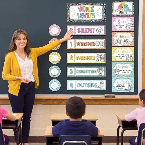 Epakh 22 Pcs School Push LED Light and Voice Level Chart Poster Composition Notebook Classroom Decor Button Lights Noise Level Monitor Rules Sign for Classroom Teachers Back to School Supplies thumbnail 6