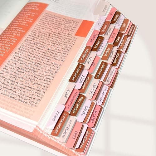 Générique Onglets bibliques en français – 75 intercalaires adhésifs pour Livres de la Bible – Stickers Index Bible – Accessoire chrétien – Lecture & étude biblique simplifiée thumbnail 4