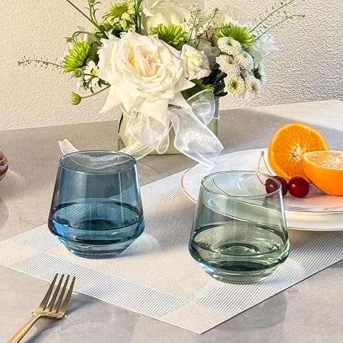 Colorsavant Stemless Wine Glasses Set 6【Colored Wine Glasses Stemless】 Multi Color Short Tumbler【14oz】 Colored Glassware for Wine or Soft Drinks,Unique Wine Gifts for Women Birthday Wedding - Colored thumbnail 2