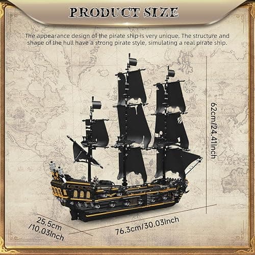 Mould King 13199 Pirates Ship Model Building Blocks Kits, MOC Large Black Pearl Sailboat Model Construction Set to Build, Gift for Age 14+/Adults Collections Enthusiasts (3180+ Pieces) thumbnail 3