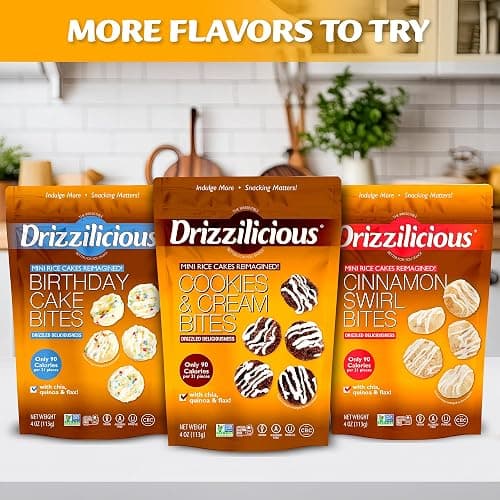 Drizzilicious Mini Rice Cakes S'mores - Rice Crisps, Healthy Snack for Adults and Kids, Flavored Rice Cakes, Vegan, Gluten Free, Allergen Free, Only 90 Calories Per Serving - 4oz (Pack of 2) thumbnail 8