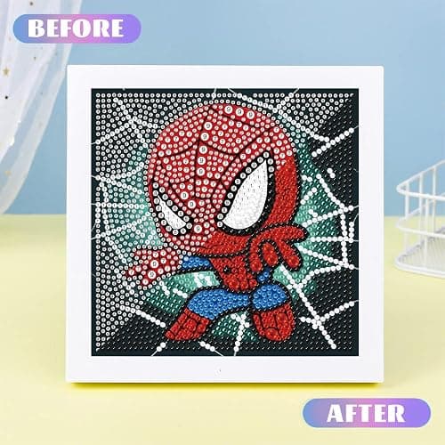KOJEFCV Cartoon Diamond Art Painting Kits for Kids with Frame Ages 4-8-12 | Cartoon Diamond Art for Kids, Easy Gem Kit Kid with Beautiful Package for Gift Home Wall Decor (7x7 inch) thumbnail 3