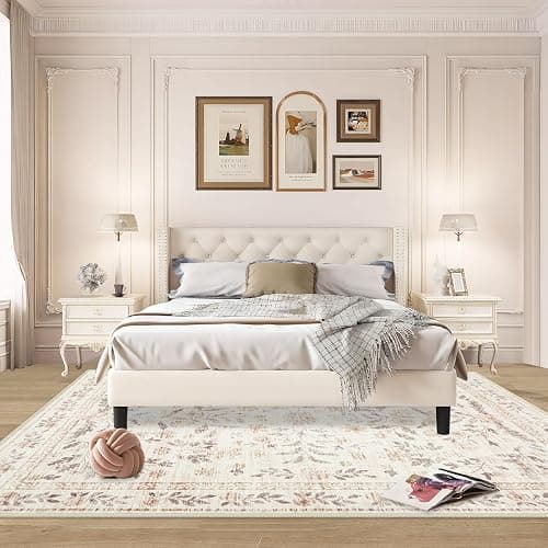 Rugs for Living Room 5x7 Rug, Washable Floral Boho Area Rug Non Slip Soft Low Pile Large Rugs for Bedroom Girls, Dining Room, Office, Kids Playroom(5'x7', Floral Beige) thumbnail 5