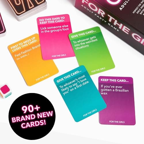 For The Girls Card Game by Relatable, The Viral Girls Night Adult Party Game, Great for Bachelorette Party Games, Girls Weekends and Fun Girls Trips, Includes a die, and 400 Cards Across 5 Categories thumbnail 3