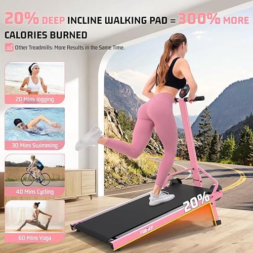 Walking Pad Treadmill with Incline 20%, Manual Foldable Walking Pad with Handle Bar, 500lbs Capacity, Non-Slip Surface, Fixed Incline, Digital Monitor, Compact Build for Home/Gym/Indoor/Outside thumbnail 4