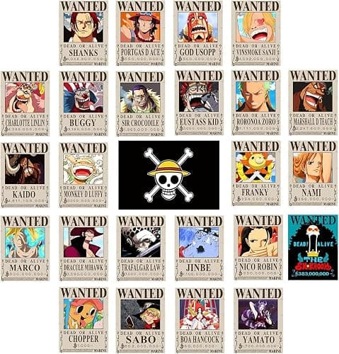 TYZZHOA 25PCS Anime [OP] Wanted Posters 30×21cm, New Bounty Edition, Straw Hat Pirates Crew Nika Luffy 3 Billion, Zoro, Sanji, [OP] Anime Gifts - Image 1