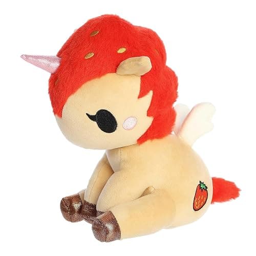 Aurora® Enchanting ©Tokidoki Delicious Unicorno Strawberry Stuffed Animal - Bright & Colorful Design - Showpiece Plush - Orange 8.5 Inches - Image 1