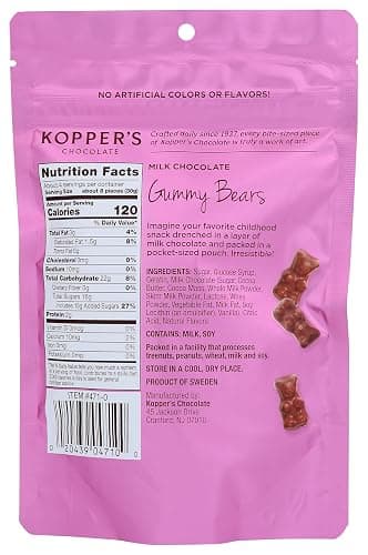 Kopper's Chocolate Milk Chocolate Covered Gummy Bears - No Artificial Colors or Flavors - 4 Oz Pouch, 4 Ounce (Pack of 1) thumbnail 2