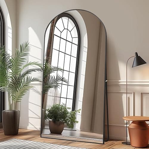 Beauty4U 71" x 32" Arched Full Length Mirror, HD Tempered Glass Floor Mirror with Black Aluminum Frame, Standing/Leaning/Wall Mounted Mirror for Bedroom, Dressing Room & Living Room - Image 1