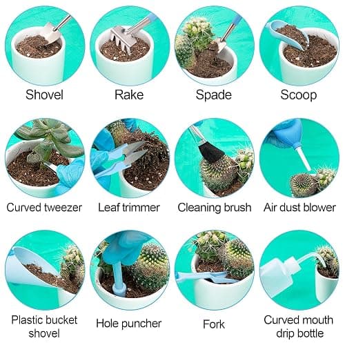 20 pcs Succulent Tool Set - 39.4" Indoor Plant Repotting Mat and 19 Pcs Mini Succulent Hand Tools, Garden Flower Plants Transplanting Supplies for Women Holiday Gardening Gifts Outdoor, Blue thumbnail 4
