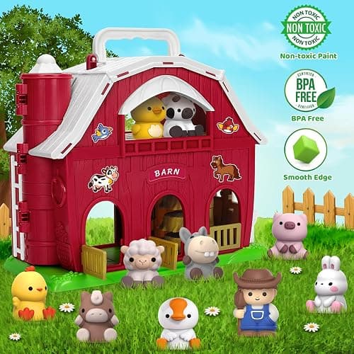 KMUYSL Toys for 1 2 3 Years Old Boys Girls, Big Red Barn Farm Animal Playset for Boys Girls, Learning Montessori Toys, Christmas Birthday Easter Gift for Baby Kids Toddlers Age 12-18 Months thumbnail 4