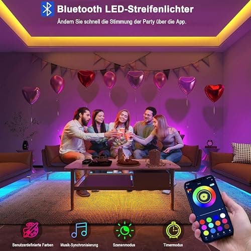 Keepsmile LED Strip 30m, RGB LED Streifen with Remote & Bluetooth APP Control,Timer Setting,Dimmable Led Lichtband Music Sync Colour Changing LED Lichterkette for Gaming Zimmer Deko (2 Rolls of 15 m) thumbnail 2