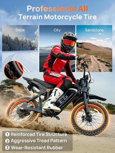 Tietie Electric Dirt Bike, 1500W Peak Electric Motorcycle with 48V 20AH Battery, Full Disc Brake and Suspensions, 50-Mile Range, 32 MPH, LCD Display & NFC Start, Off-Road E Dirt Bike thumbnail 7
