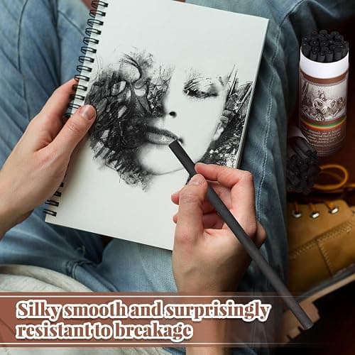 Gueevin 24 Pcs Willow Charcoal Sticks, Willow Charcoal, Artists, Beginners, Students, Perfect for Sketching, Drawing, Shading, and Fine Back to School Christmas Art Gifts (2-4mm，4-5mm，5-7mm，7-9mm) thumbnail 3