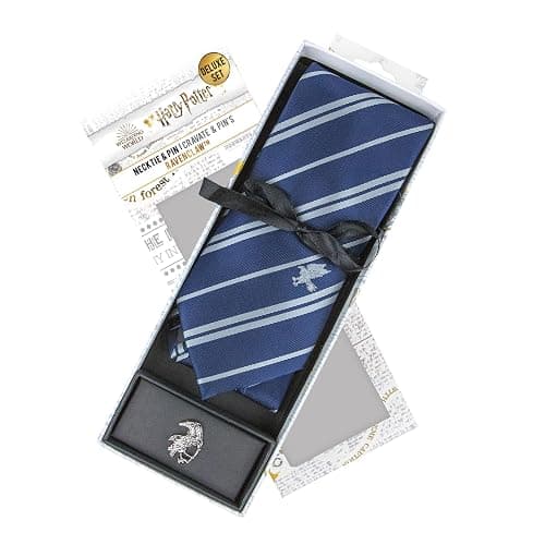 CINEREPLICAS - Harry Potter - Tie with pin - Deluxe Edition - Officially licensed - Ravenclaw - Standard size - 100 % microfiber - Delivered in a gift box - blue & grey thumbnail 8