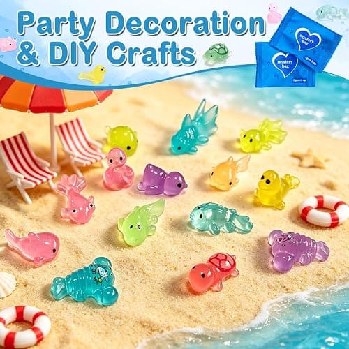100pcs Mini Glow in The Dark Resin Animals, Mystery Bag Mini Resin Models, Blind Box Collectible Figurines, Individually Wrapped Tiny Models for DIY Fairy Garden, Micro Landscape Decor (Animals) thumbnail 3