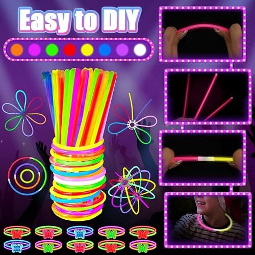 MIBOTE 269Pcs Led Light Up Toys Party Favors Glow in the Dark Party Supplies for Kid/Adults Halloween with Light Up Glasses,Rings,Fidget Spinner Bracelets,100 Glow Sticks Bulk Party Pack DIY Glow thumbnail 6