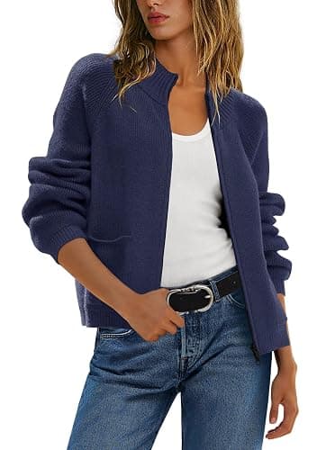 Yanekop Womens Zip Up Sweaters Long Sleeve Chunky Knit Cardigan Sweater Jackets Fall Outerwear Coats with Pockets 2025 thumbnail 5