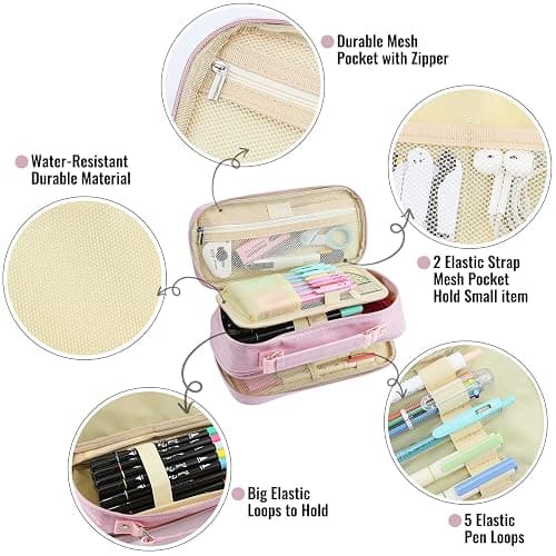 JOINPRO Pencil Case, Large Capacity Pencil Case Organizer; Double Zipper Storage Bag; Big Pencil Pouch for College School Office Teen Girl Boy Men Women Adult thumbnail 4