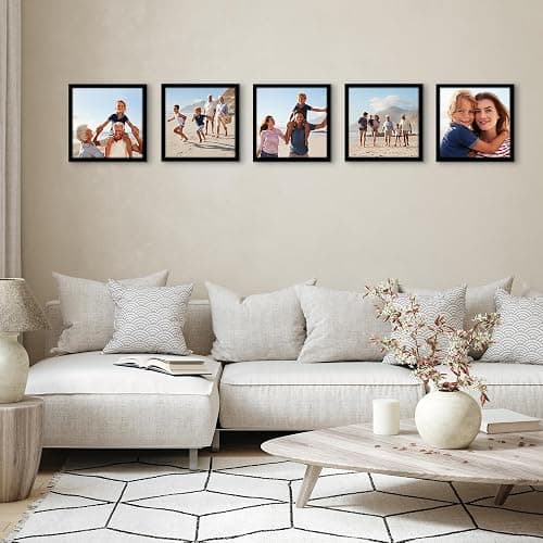 Americanflat 12x12 Picture Frame with Polished Plexiglass - Set of 5 - Galleria Collection - Square Frames for Wall Display - Black thumbnail 7