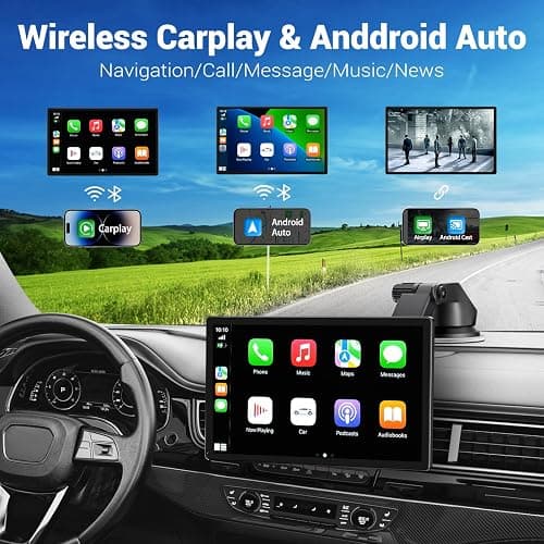 HAUXIY Wireless Apple Carplay Screen for Car 4K Dash Cam, 9" Portable Apple Carplay & Android Auto Car Stereo, with 1080p Backup Camera, GPS Navigation/Mirror Link/Voice Control/Bluetooth - Black thumbnail 2