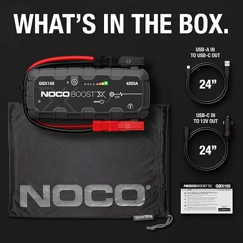NOCO Boost X GBX155: 4250A UltraSafe Jump Starter – 12V Lithium Battery Booster Pack, Portable Jump Box, Power Bank & Jumper Cables - for 10.0L Gas and 8.0L Diesel Engines thumbnail 7