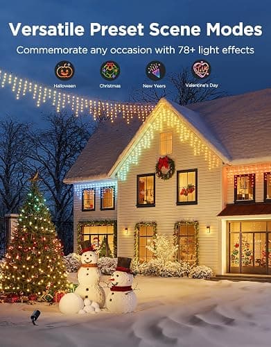 Govee Icicle Lights, Smart RGBIC Christmas Lights for Outside, 33ft with 400 LEDs Icicle Light Outdoor, IP67 Waterproof, Music Sync, Voice Control, 78+ Scene Modes for Christmas Decor thumbnail 2