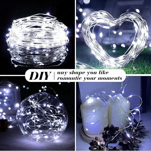 ZGWJ 12 Pack Fairy Lights Battery Operated, 7ft 20 Mini LED Fairy String Lights Silver Wire 3 Modes for DIY, Parties, Wedding, Bedroom, Halloween Christmas Decoration Silver White thumbnail 4