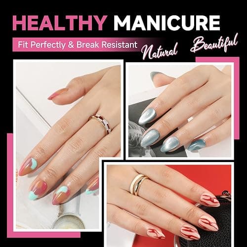 UNA GELLA Short Almond Nail Tips, 312pcs Short Almond Gel Nail Tips Shape Pre Etched Press On Nails Clear Acrylic Fake Nails No C Curve for Full Cover Nails Extension Home Art DIY Salon 12 Sizes thumbnail 2