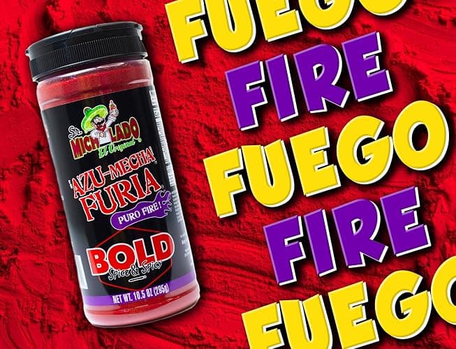 Mexgrim Bold Fuego Powder Dust, Sr.Michelado Hot Chilli Lime 285g.Perfect For Potato Chips,Wing Seasoning,Popcorn,Corn,Fruit & Chamoy Pickle Kit.Polvo De Fuego,Tiktok Trend Items Set Includes Sticker thumbnail 5