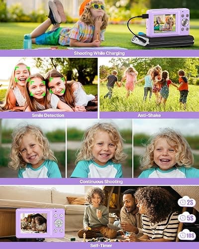 Digital Camera, Latest FHD 1080P Digital Camera for Teens with SD Card Anti Shake Point and Shoot Cameras Portable 16X Zoom Compact Small Cameras for Kids Boys Girls Seniors with Wrist Strap thumbnail 6