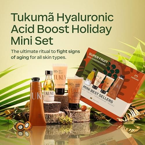 natura – Tukumã Hyaluronic Acid Boosting Minis Set (4 travel size Products) - Exfoliating Shower Gel, Biphase Shower Oil, Body Lotion and Hand Cream- Anti-Aging - Vegan Skin Care thumbnail 7