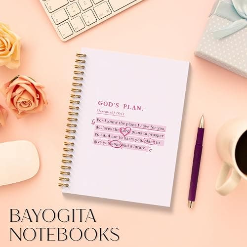 BAYOGITA Pink Christian Spiral Notebooks, Jeremiah 29:11 Bible Journaling Notebook, Religious Prayer Journal for Woman, Church Notes Notebook, Christian Gifts for Women, 5.5x8.3 Inches thumbnail 7