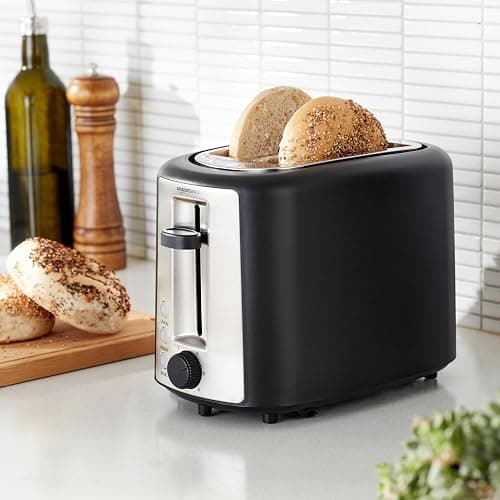 Amazon Basics 2 Slice Toaster, With 6 Browning Settings, Extra Wide Slots For Bagels and Special Breads, Removable Easy-to-Clean Crumb Tray, Cancel/Defrost/Bagel Buttons, 900W, Black & Silver thumbnail 6