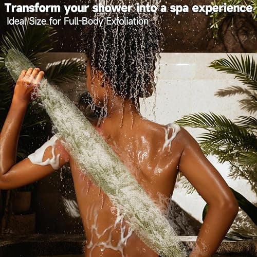 SubSahara Authentic African Net Sponge - 2 Pieces Exfoliating Scrubber for All Skin Types, Bath Sponge for Face & Body, Travel Portable, Durable, Gentle Exfoliation (Olive Green & Light Green) thumbnail 3