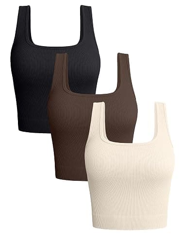 OQQ Women's 3 Piece Tank Tops Ribbed Seamless Workout Exercise Shirts 2025 Summer Basic Camis - Image 1