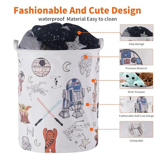 Room Nursery Decor,Baby Laundry Large Hamper Foldable With Waterproof Pe Coating,Dirty Clothes Basket Featuring The Child,Bedroom,Bathroom Set,Toy Bin,Kids Birthday Gifts,White (round) thumbnail 4