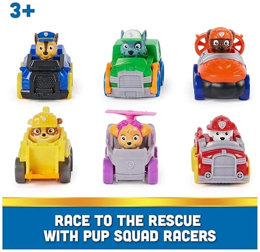 PAW Patrol Pup Squad Racers 6-Piece Vehicle Gift Set | 6 Collectible Toy Cars, Chase, Marshall, Skye, Rubble, Rocky & Zuma Racers, Kids Toys for Boys & Girls Ages 3+ thumbnail 3