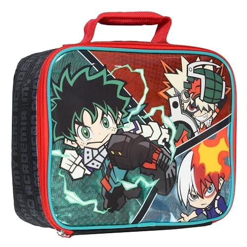 Bioworld My Hero Academia Lunch Box Chibi Deku Shoto And Bakugo Anime Manga Lunch Bag - Image 1