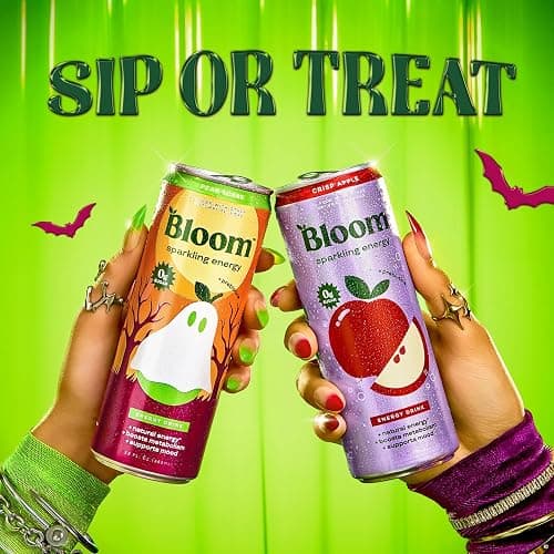 Bloom Nutrition Zero Sugar Energy Drink, Pear Scare, 12oz 12pk | 180mg natural caffeine with prebiotics, green tea extract & lychee for energy, focus and feel-good refreshment. thumbnail 5