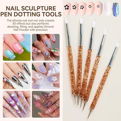 ESUOHYM 18 PCS Nail Art Brushes Set for Painting Practice Design Nails, French Tips Liner Brushes, Acrylic Nail Brushes for Nail Extensions, Nail Sculpting Pen Dotting Tools Nail Art Tools Home thumbnail 4