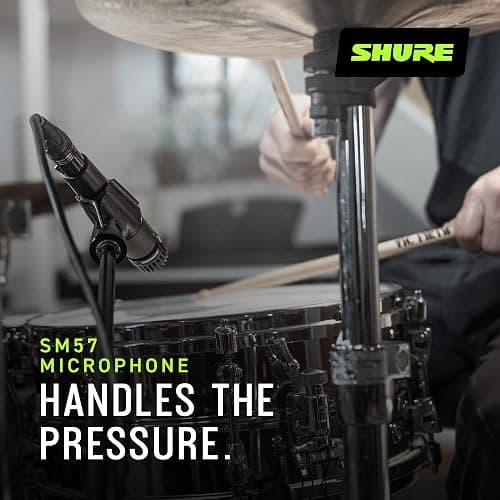Shure SM57 Dynamic Microphone – Wired Cardioid XLR Instrument Handheld Mic for Guitar Amplifiers, Snare Drum, Percussion, Live Sound & Studio Recording, Black thumbnail 4