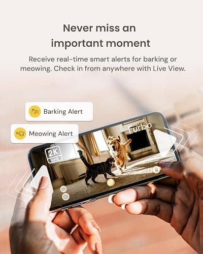 Furbo Mini 360° [New] 2K QHD Pet Camera: Dog & Cat Rotating Treat Dispenser w/Phone App, Smart Indoor Cam with 2-Way Speaker & Night Vision. No Subscription Needed. Standard See, Talk, & Toss Features thumbnail 3