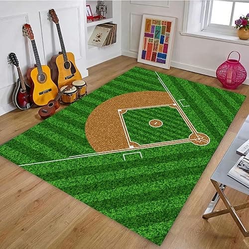 Osimiccp Baseball Rug for Bedroom 3'x5' Non Slip Sports Rug for Living Room Baseball Room Decor - 3' x 5' (Rectangular) - Baseball_1