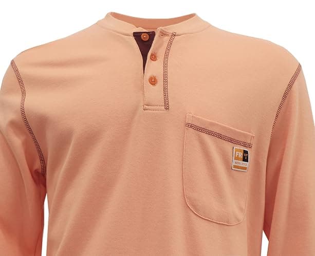 KONRECO FR Shirts for Men Long Sleeve Henley 7oz 100% Cotton FRC Clothing Welding Shirt - Medium - Orange thumbnail 6