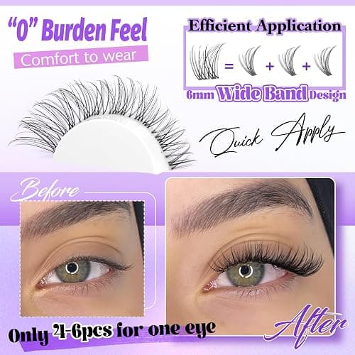 Wispy Lash Clusters Invisible Band Natural Lash Extensions Waterproof 8-16mm Cluster Eyelash Extension D Curl DIY Individual Cluster Lashes by ALICE thumbnail 5