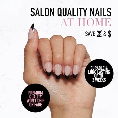 Glamnetic Press On Nails - Caviar | Semi-Transparent, Short Almond Nails, Reusable | 15 Sizes - 30 Nail Kit with Glue thumbnail 2